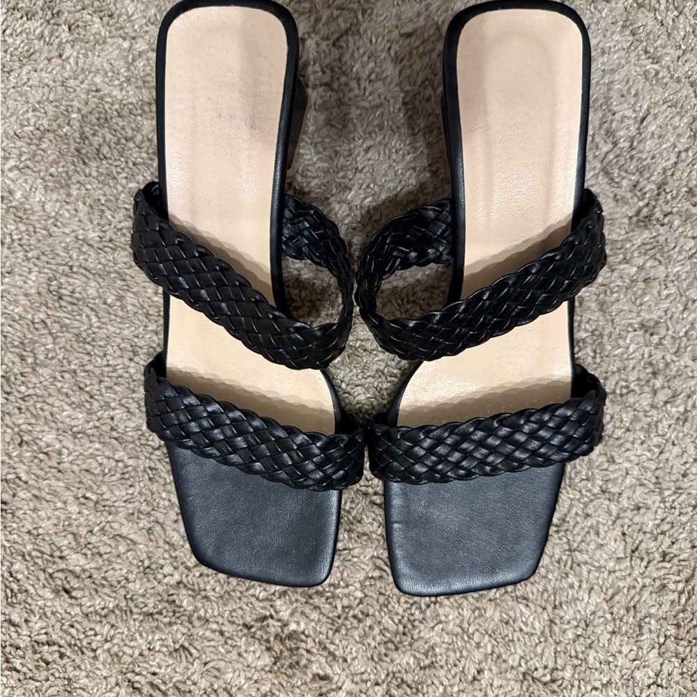 Elegant Black Braided Women's Sandals